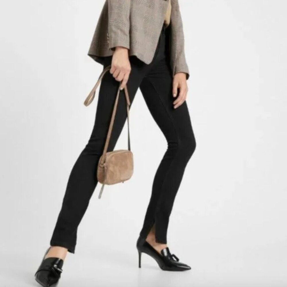 Banana Republic Black Slim Stiletto Jeans Split Hem Womens Size 25